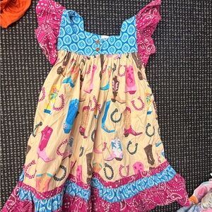 Eleanor Rose Pink and Blue Western Kids Dress